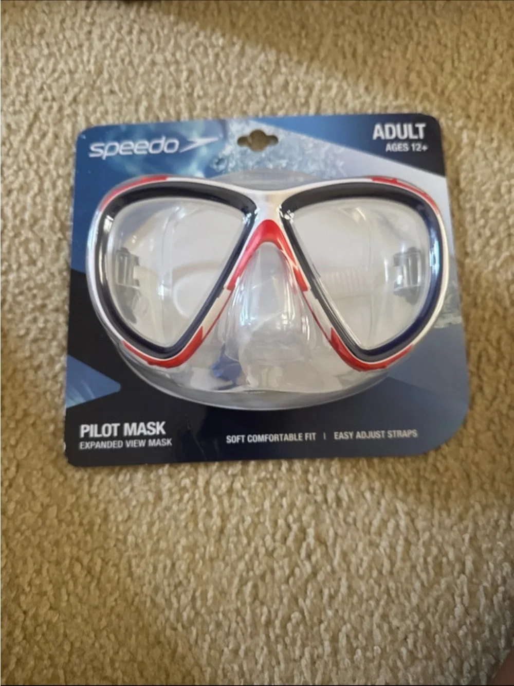 Speedo Pilot Swim Mask - White with Red & Navy Accents